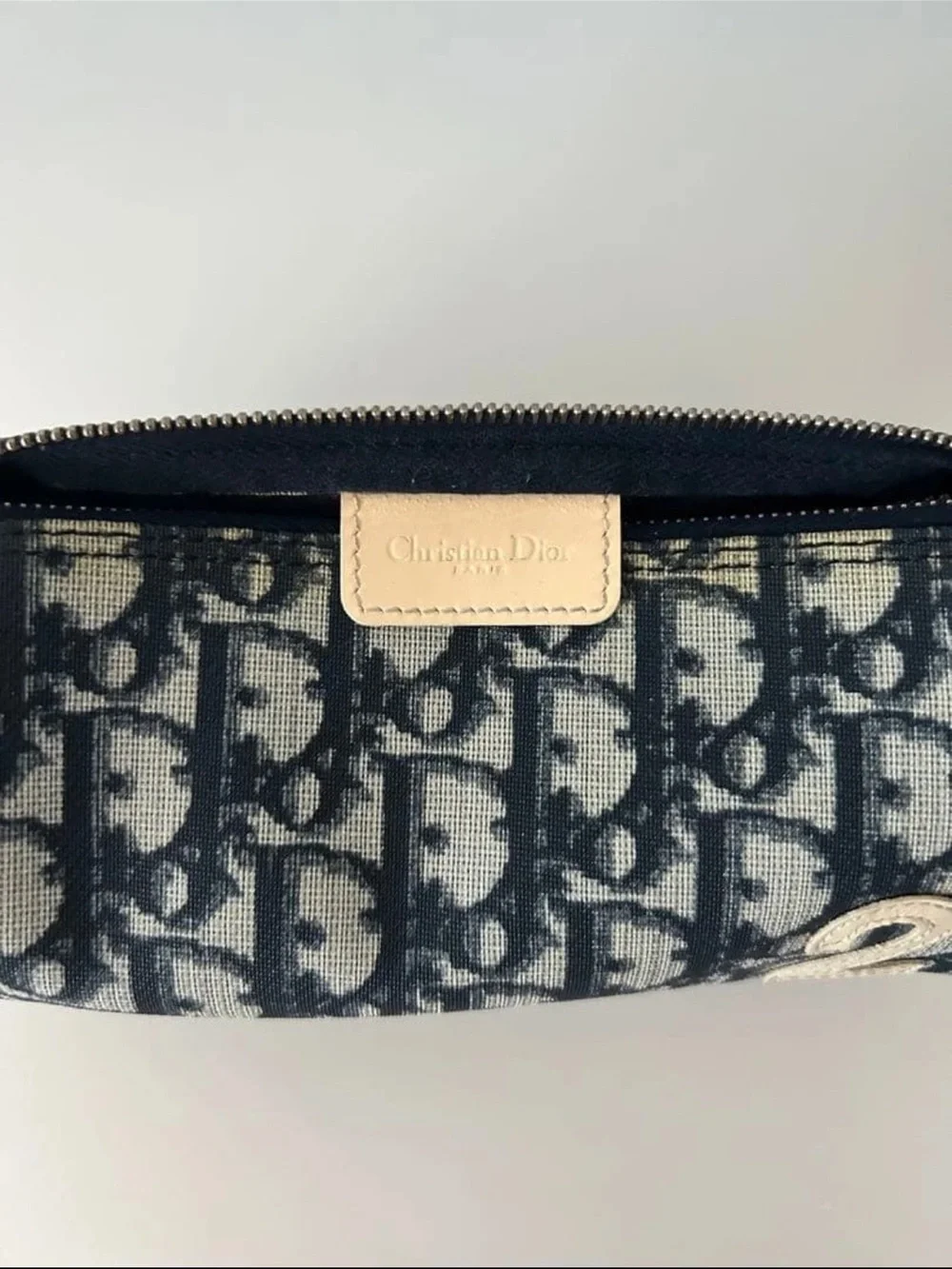 Dior Navy & Cream Monogram Zip Pouch